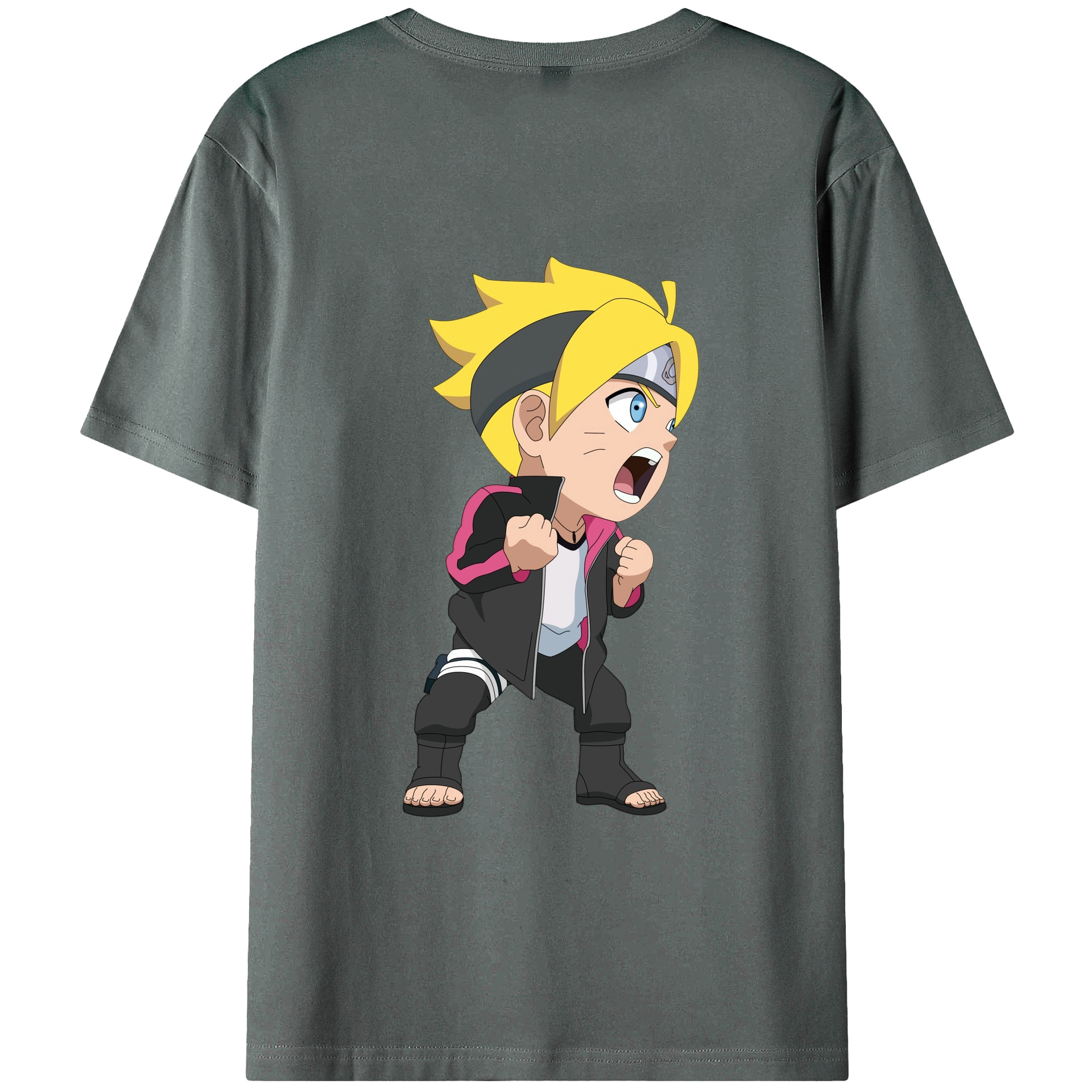 （画像用） NARUTO -ナルト- うずまき ボルト Uzumaki Boruto 綿100％ メンズ半袖Tシャツ（バックプリント） 通気性